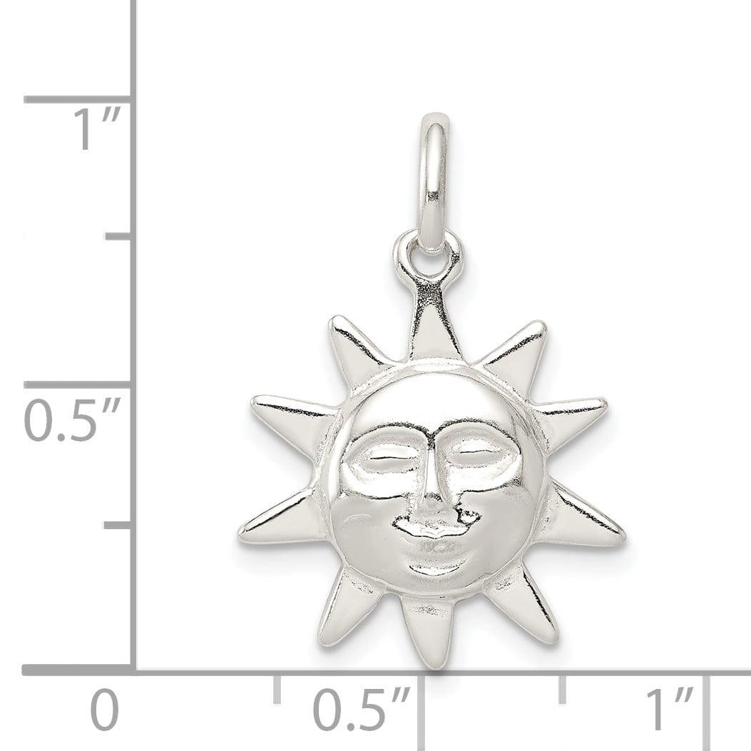 Silver Polished Finish Sun Charm Pendant