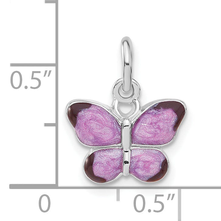 Sterling Silver Enameled Purple Butterfly Charm