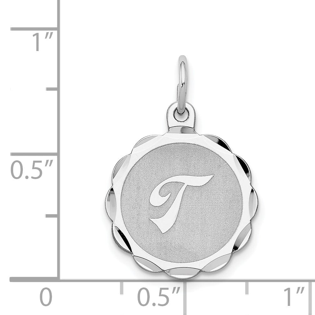 Sterling Silver Brocaded Initial T Charm