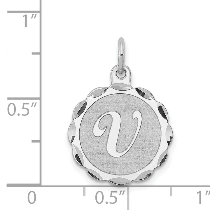 Sterling Silver Brocaded Initial V Charm