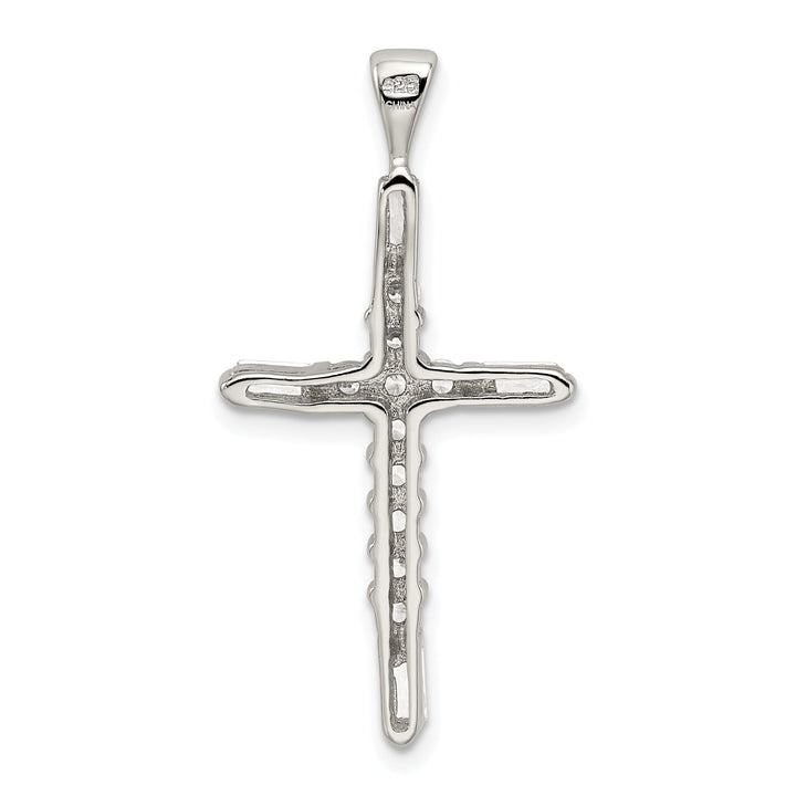 Silver Polished Finish C.Z Cross Pendant