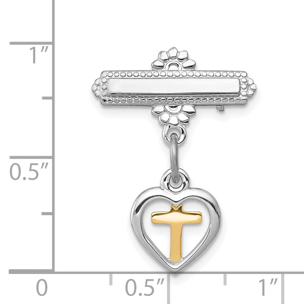 Sterling Silver Vermeil Cross Pin