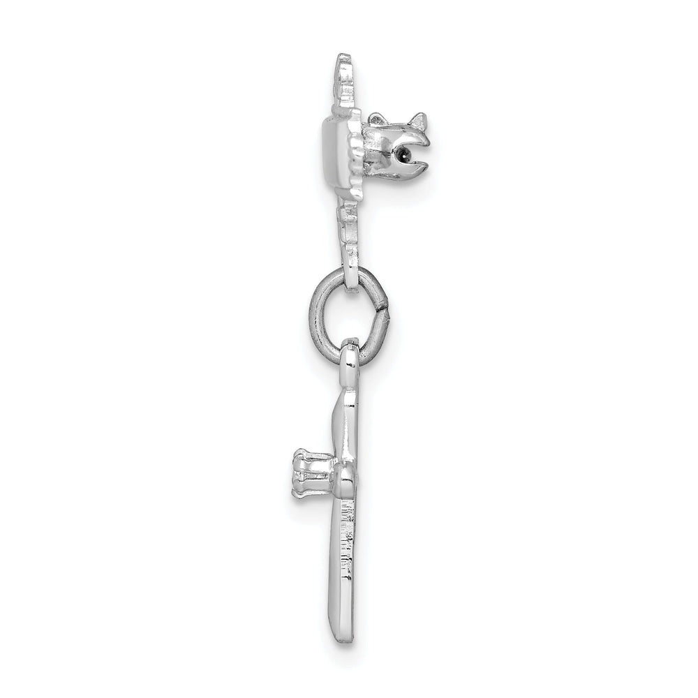 Sterling Silver Polished Cubic Zirconia Cross Pin