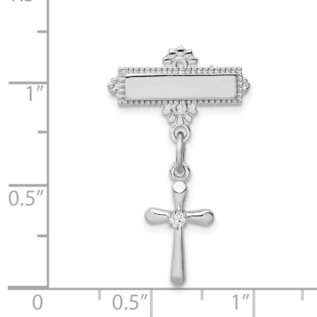 Sterling Silver Polished Cubic Zirconia Cross Pin