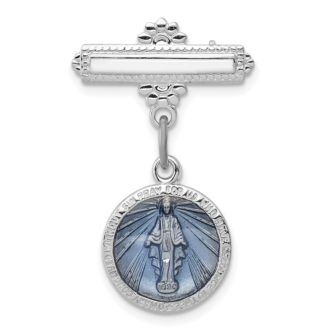 Sterling Silver Enameled Miraculous Medal Pin