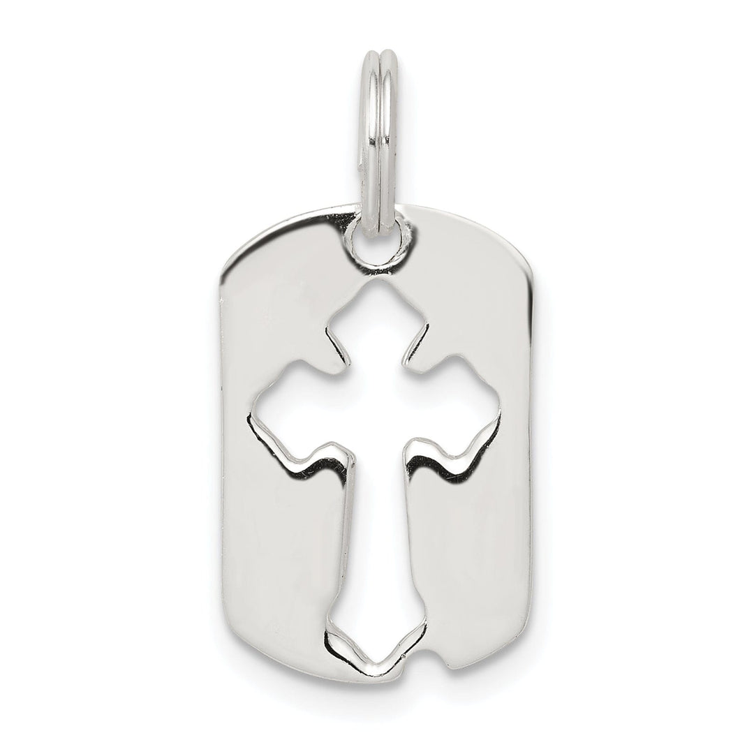 Sterling Silver Dog Tag Cross Charm