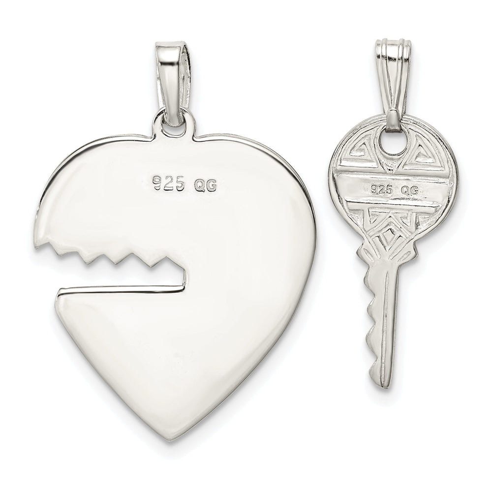 Sterling Silver Two Piece Heart and Key Charm