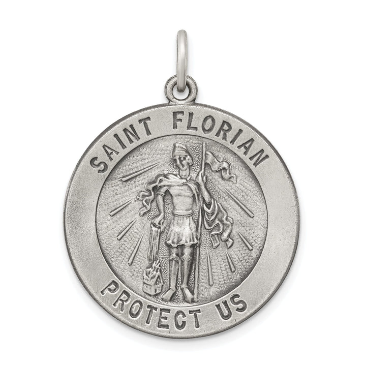 Sterling Silver Antiqued Saint Florian Medal