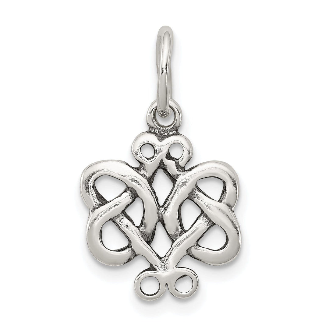 Silver Polish Antiqued Scroll Celtic Knot Charm