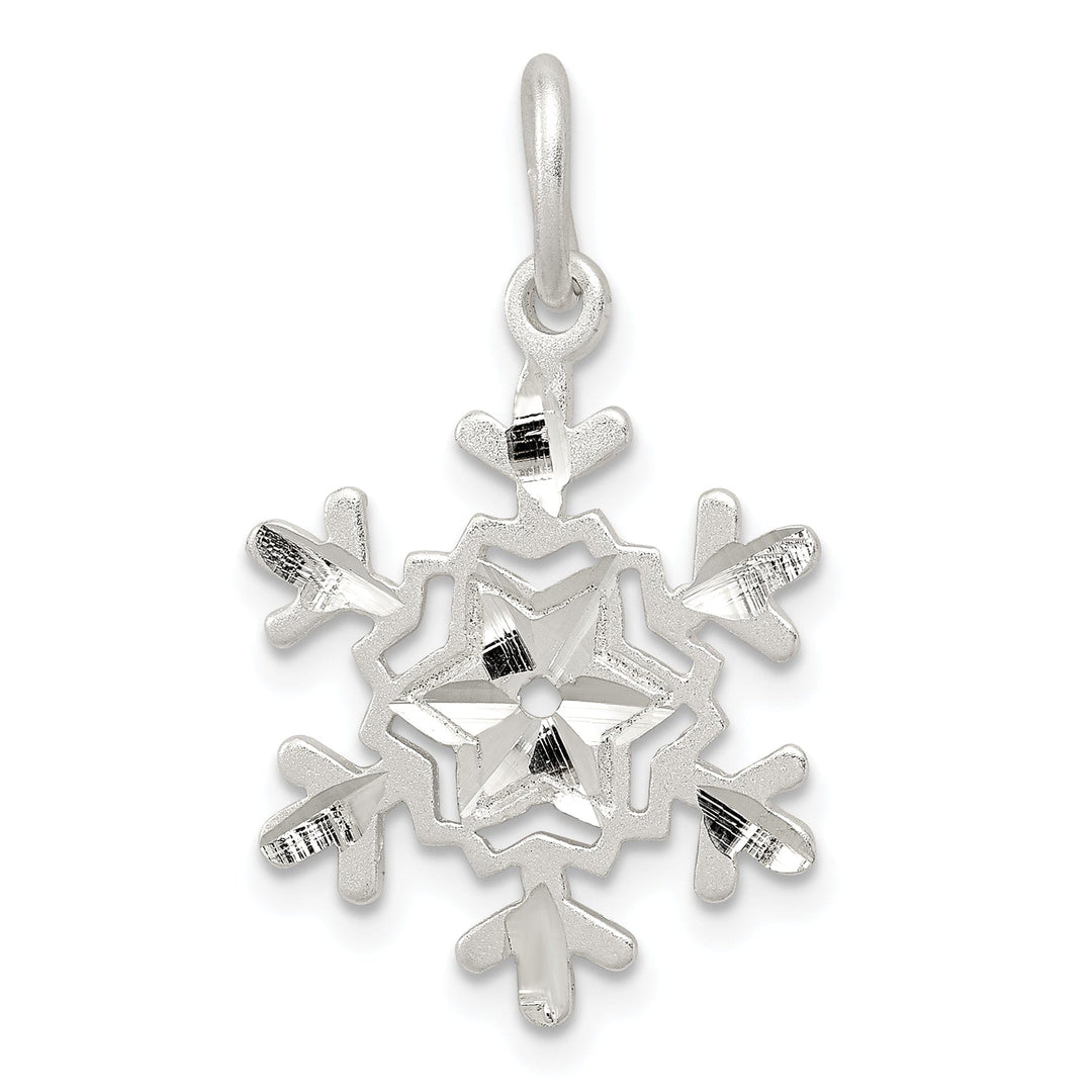 Silver Diamond Cut Snowflake Charm Pendant