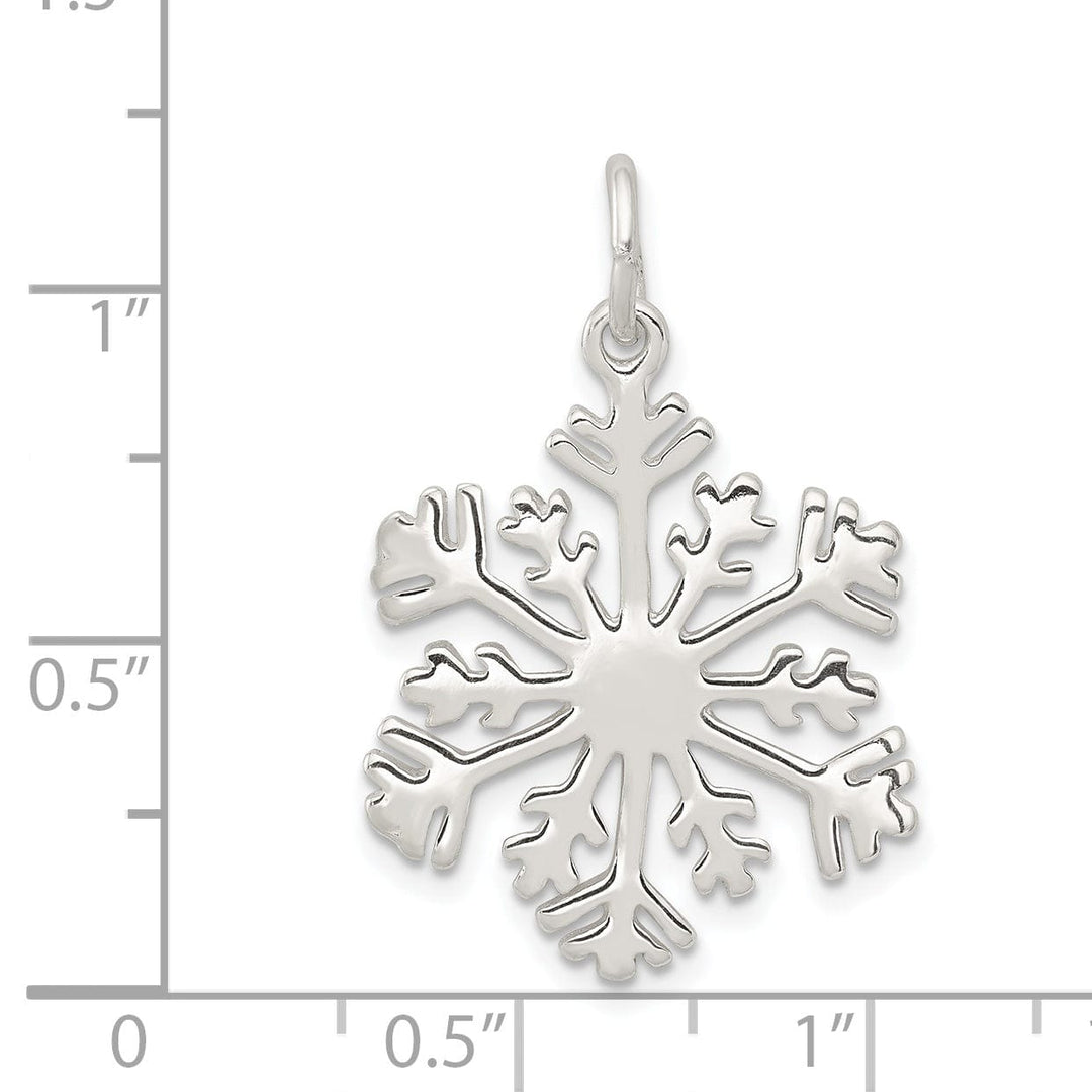 Sterling Silver Polish Snowflake Charm Pendant