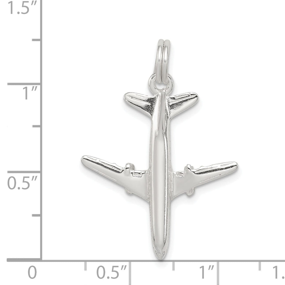 Sterling Silver Polished 3-D Airplane Pendant