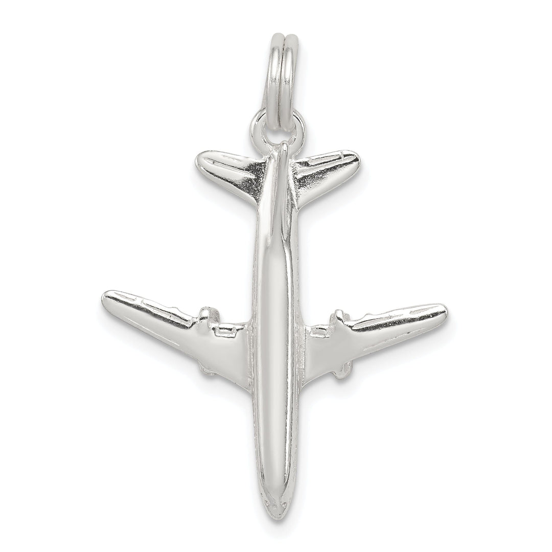 Sterling Silver Polished 3-D Airplane Pendant