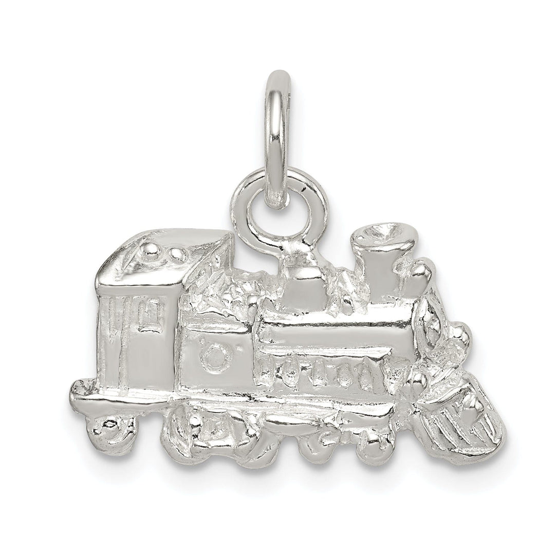 Sterling Silver Satin 3-D Train Engine Charm