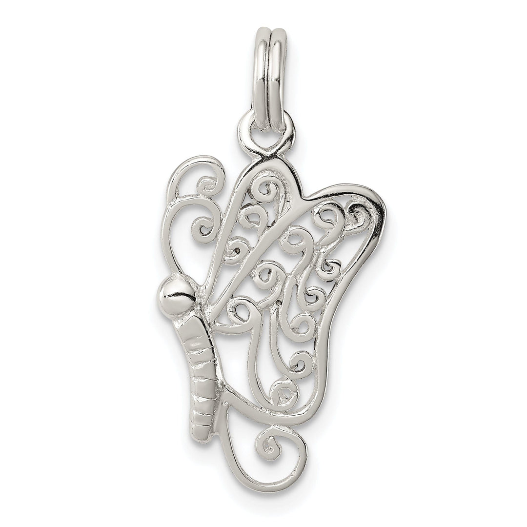 Sterling Silver Polished Finish Butterfly Charm