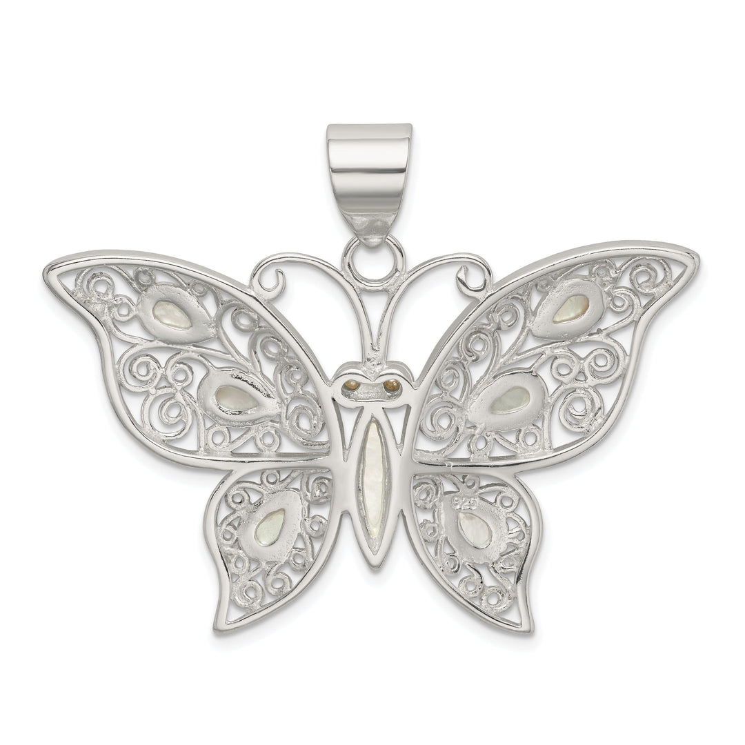 Silver Filigree Mother of Pearl Butterfly Charm