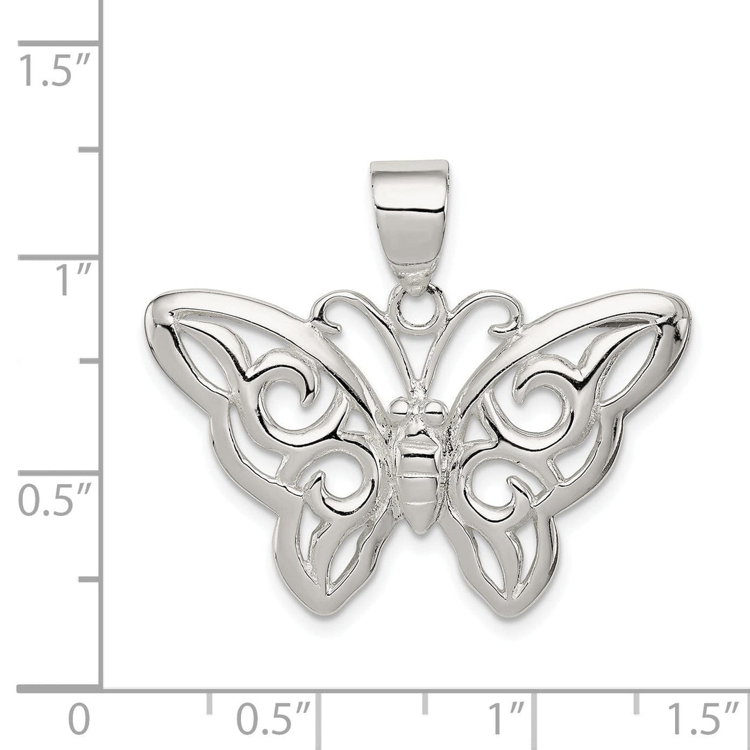 Sterling Silver Polish Butterfly Charm Pendant