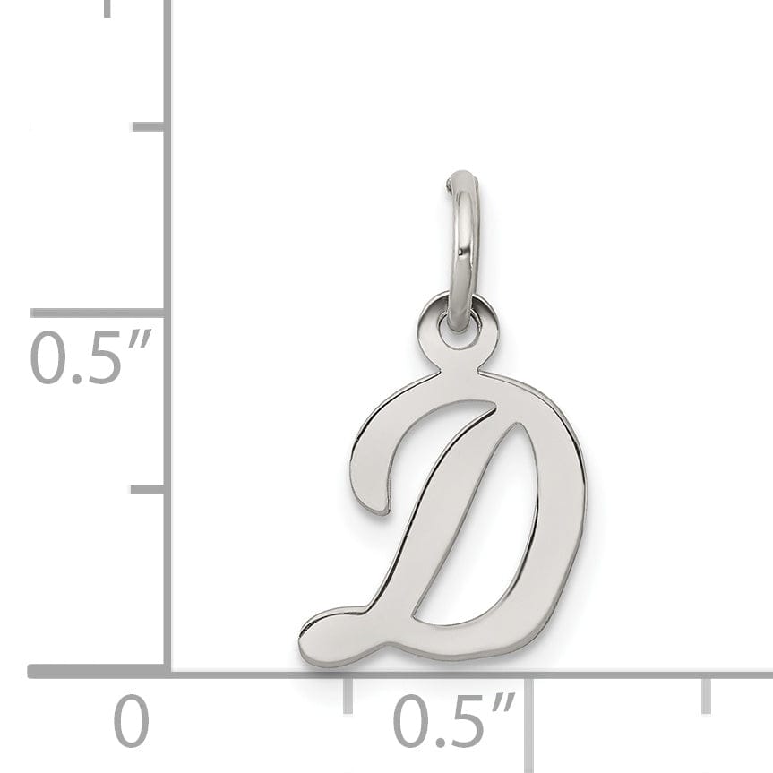 Sterling Silver Small Script Initial D Charm