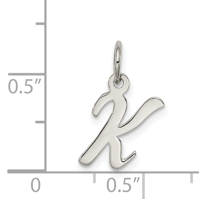 Sterling Silver Small Script Initial K Charm