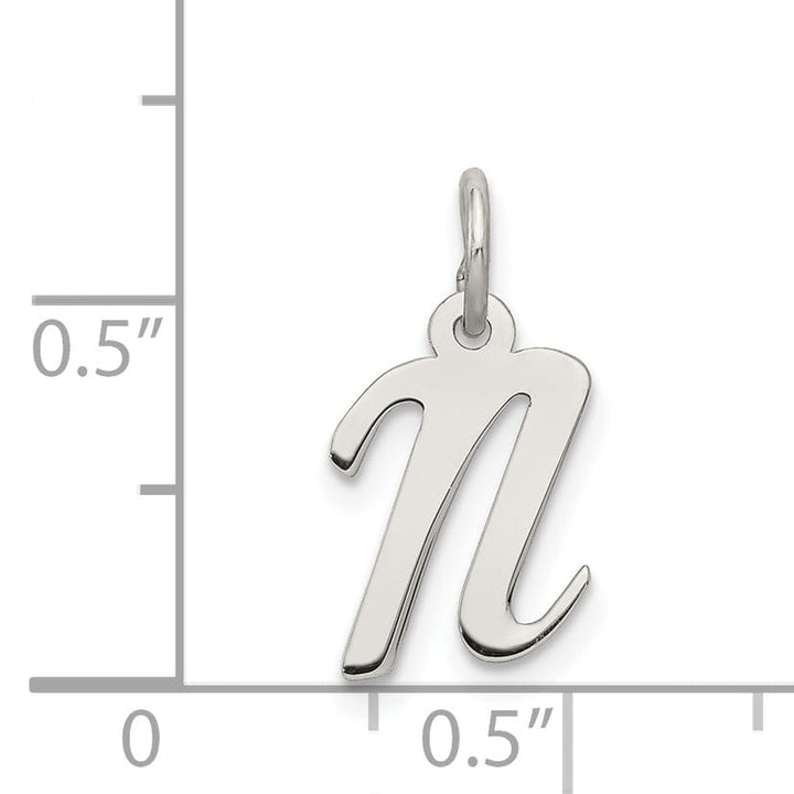 Sterling Silver Small Script Initial N Charm