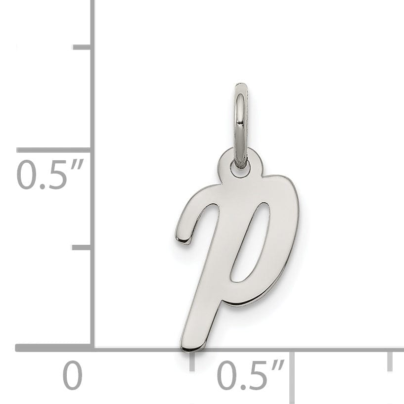 Sterling Silver Small Script Initial P Charm