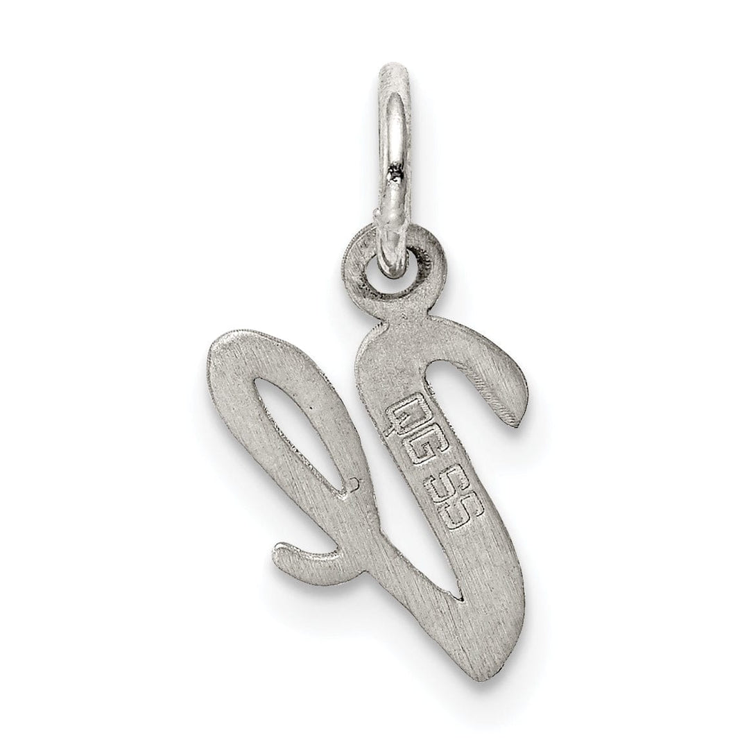 Sterling Silver Small Script Initial V Charm