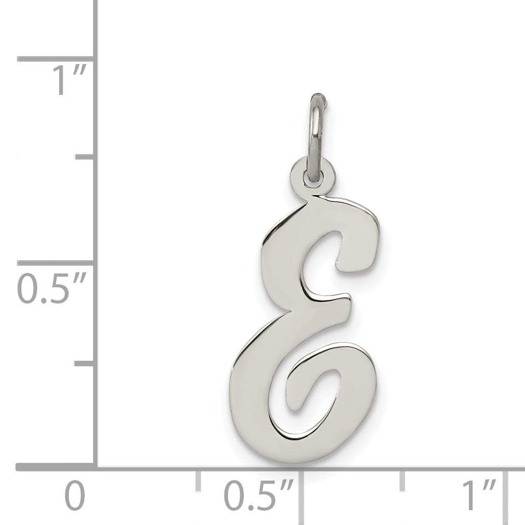 Sterling Silver Large Script Initial E Charm
