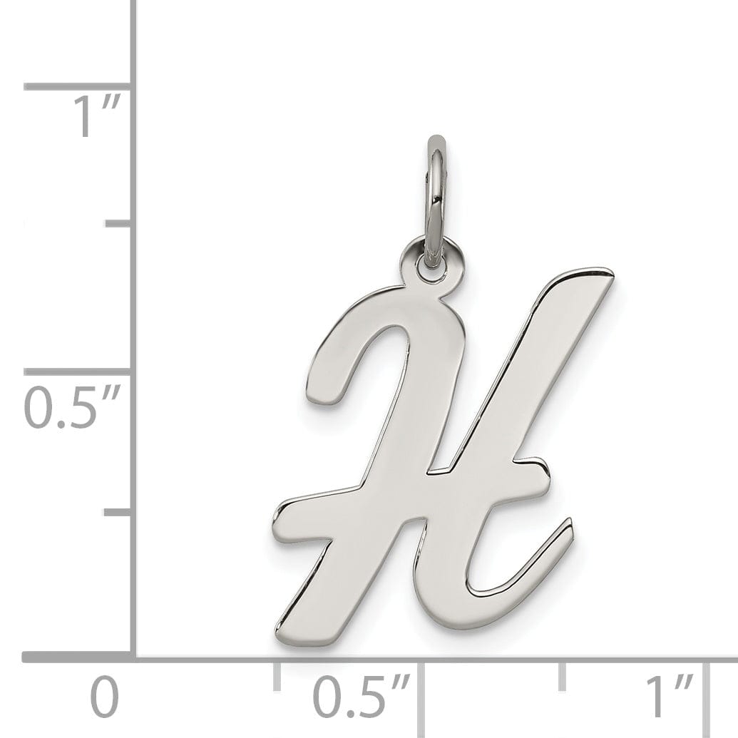 Sterling Silver Large Script Initial H Charm