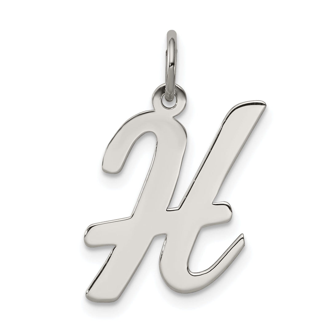 Sterling Silver Large Script Initial H Charm