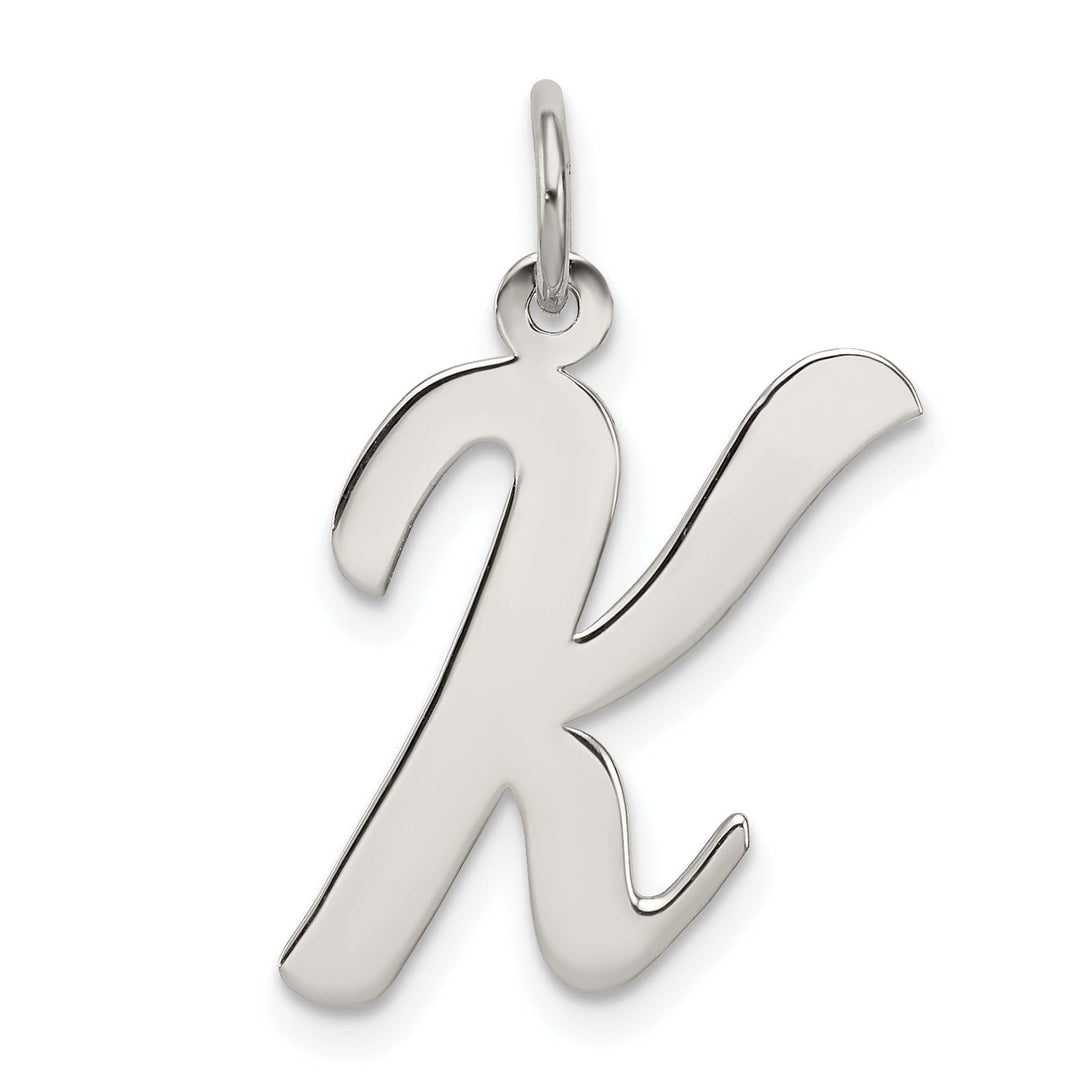 Sterling Silver Large Script Initial K Charm