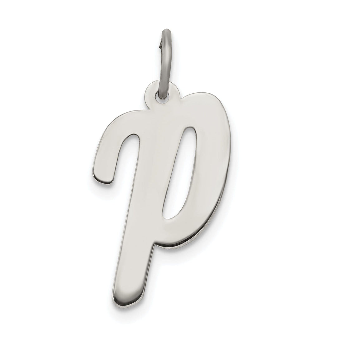 Sterling Silver Large Script Initial P Charm