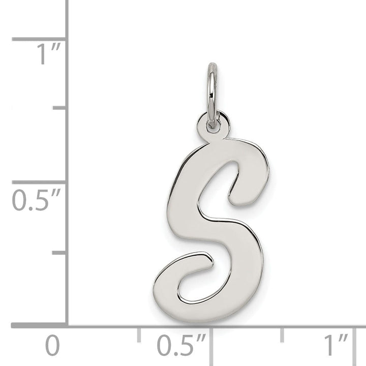 Sterling Silver Large Script Initial S Charm