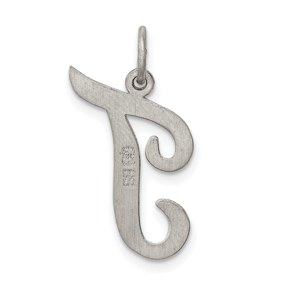 Sterling Silver Large Script Initial T Charm
