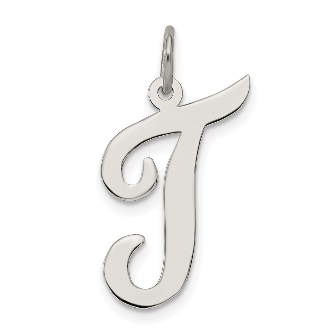 Sterling Silver Large Script Initial T Charm