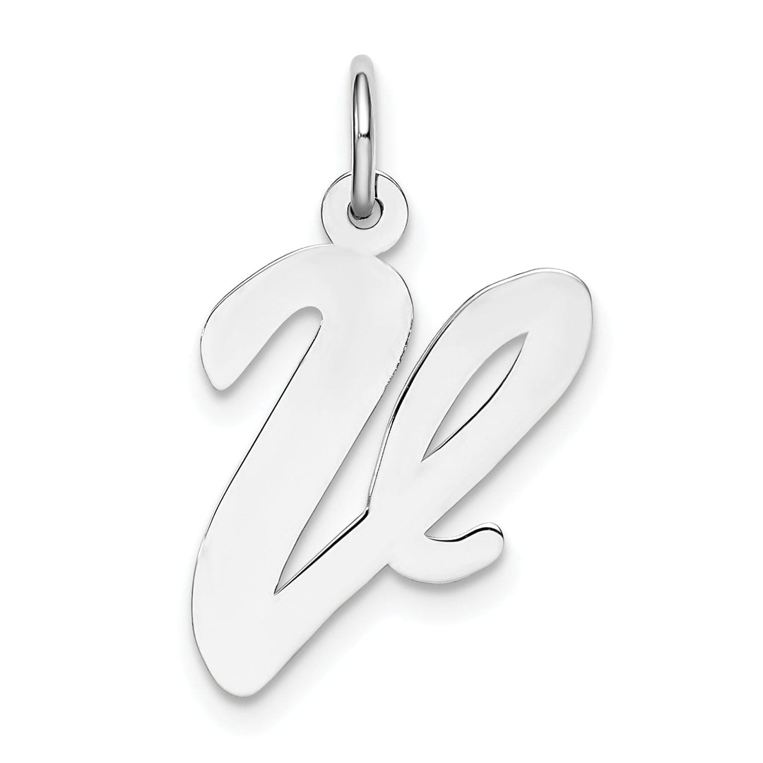 Sterling Silver Large Script Initial V Charm