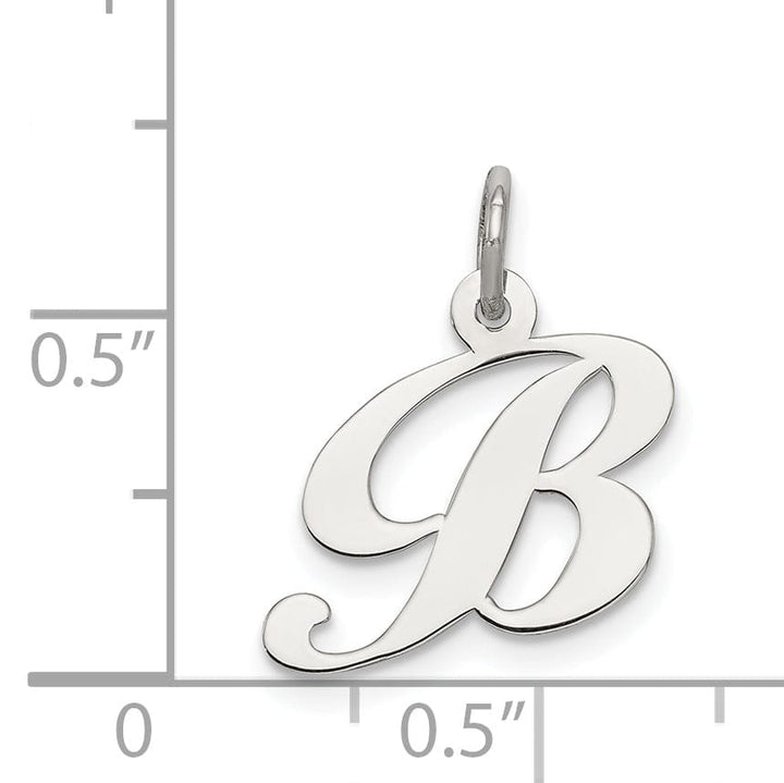 Silver Small Fancy Script Initial B Charm