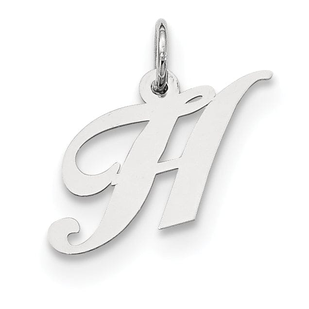 Silver Small Fancy Script Initial H Charm
