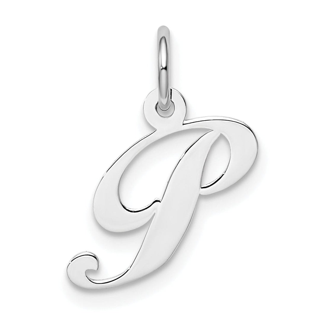 Silver Small Fancy Script Initial P Charm