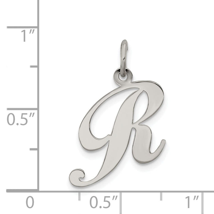 Silver Medium Fancy Script Initial R Charm
