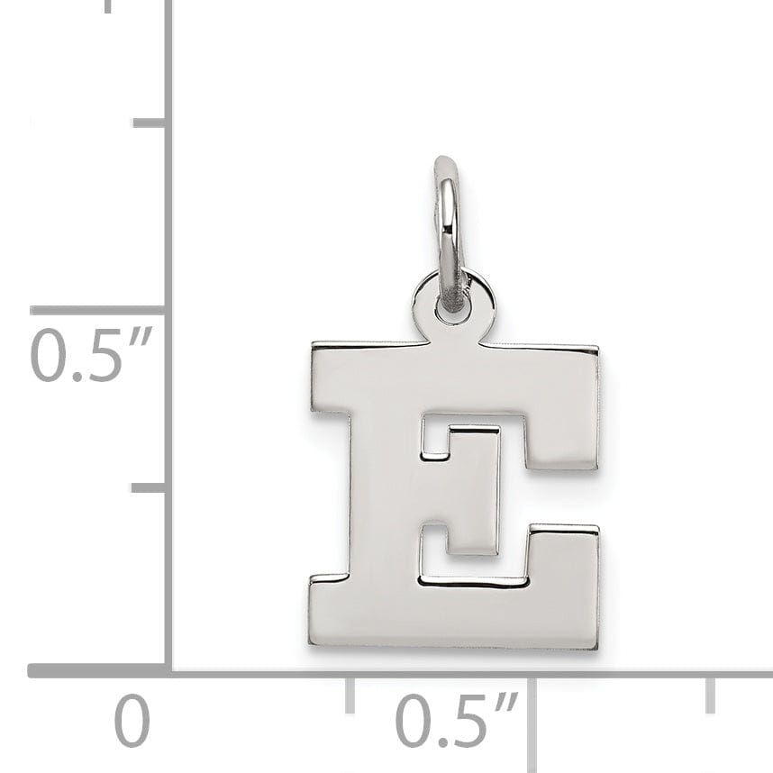 Sterling Silver Small Block Initial E Charm