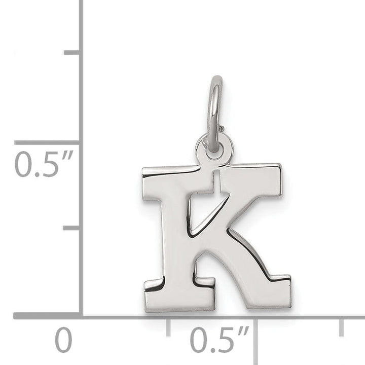 Sterling Silver Small Block Initial K Charm
