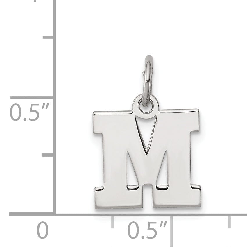 Sterling Silver Small Block Initial M Charm