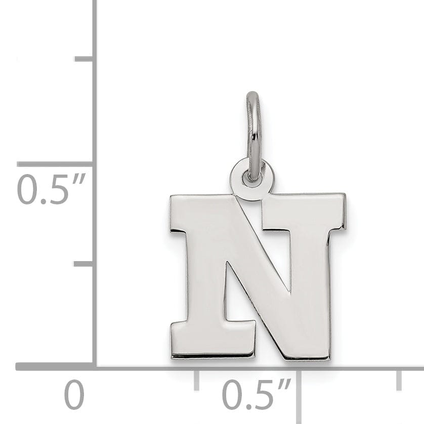 Sterling Silver Small Block Initial N Charm