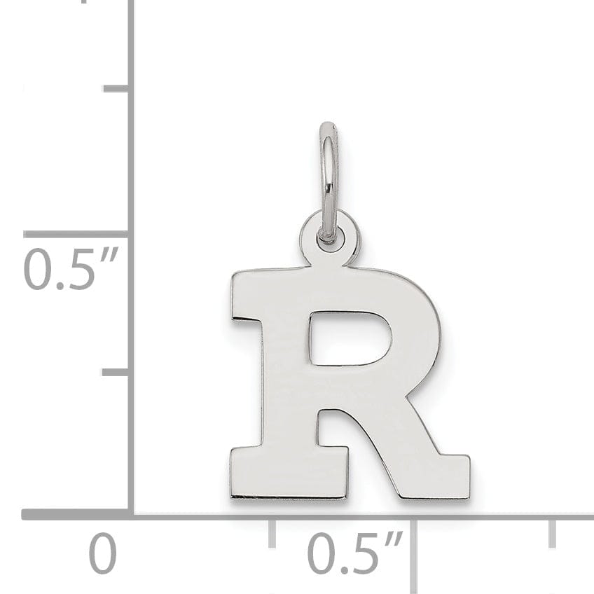 Sterling Silver Small Block Initial R Charm