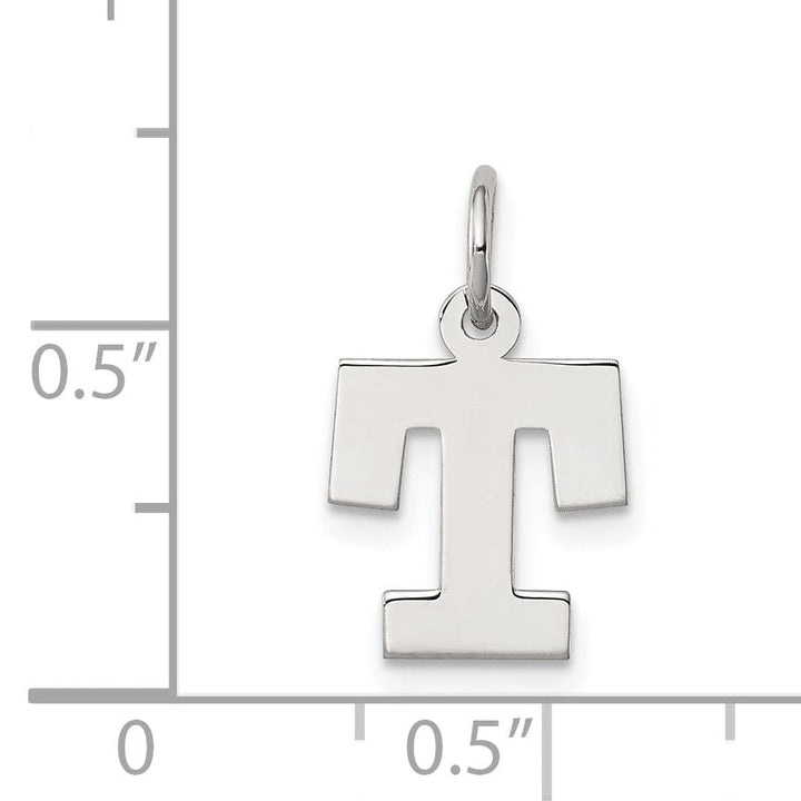 Sterling Silver Small Block Initial T Charm