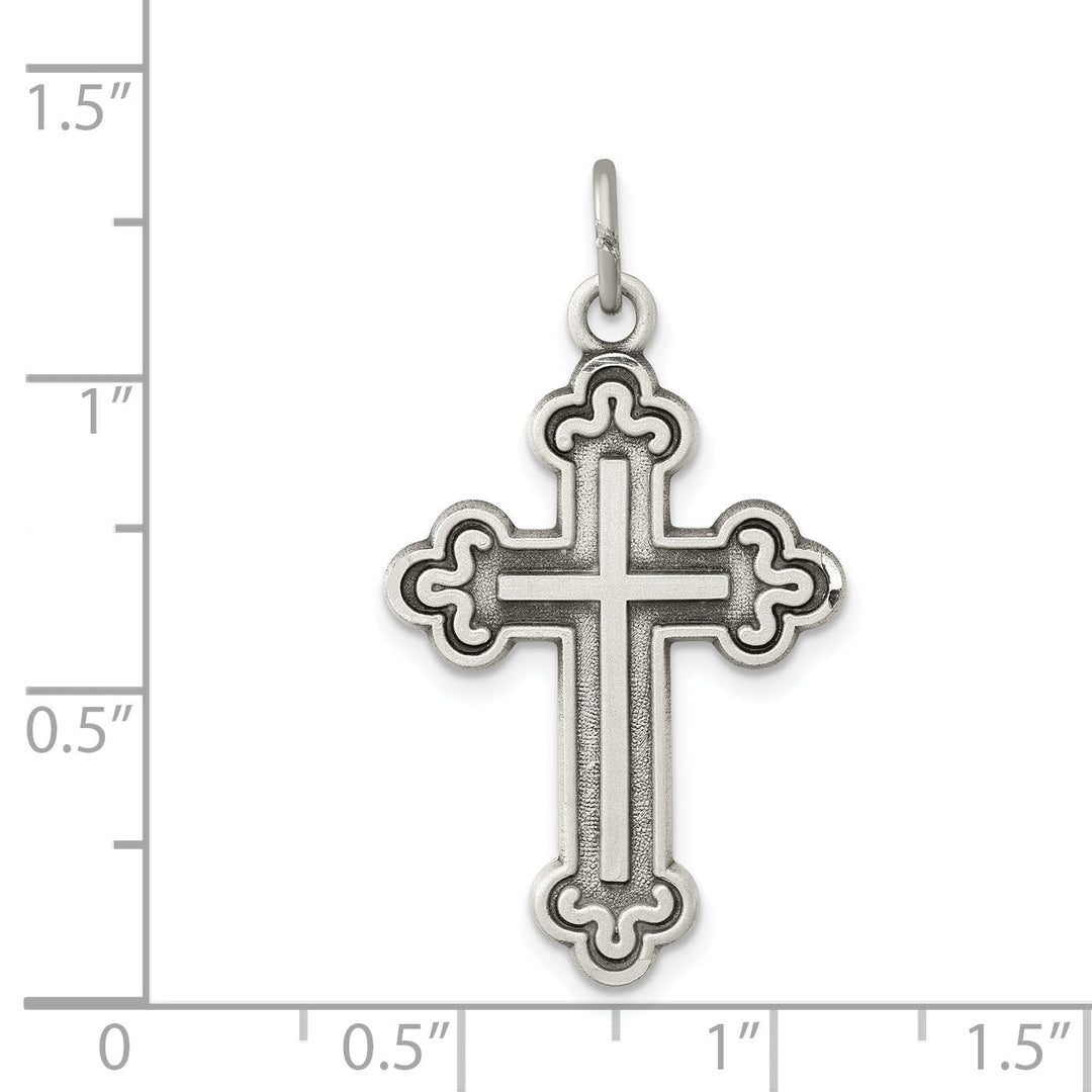 Sterling Silver Antiqued Budded Cross Pendant