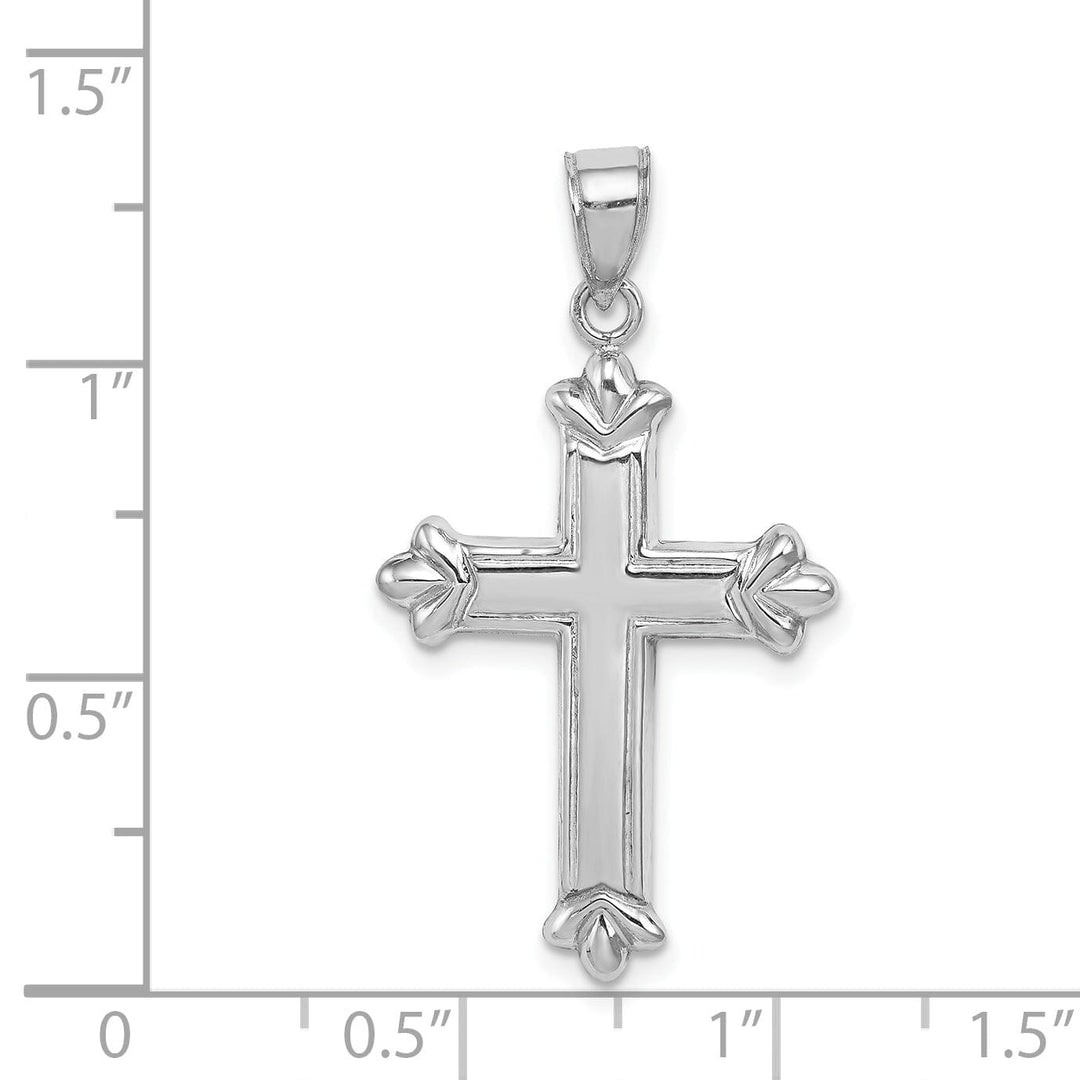 Hollow Sterling Silver 3 D Budded Cross Pendant