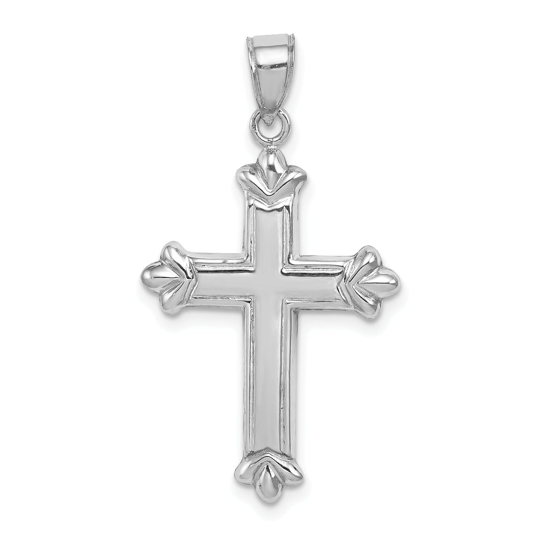 Hollow Sterling Silver 3 D Budded Cross Pendant