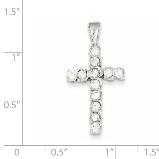 Silver Polished Finish C.Z Latin Cross Pendant