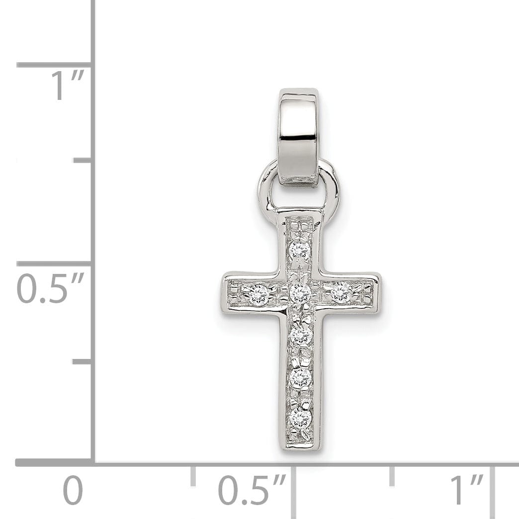 Silver Polished Finish C.Z Latin Cross Pendant